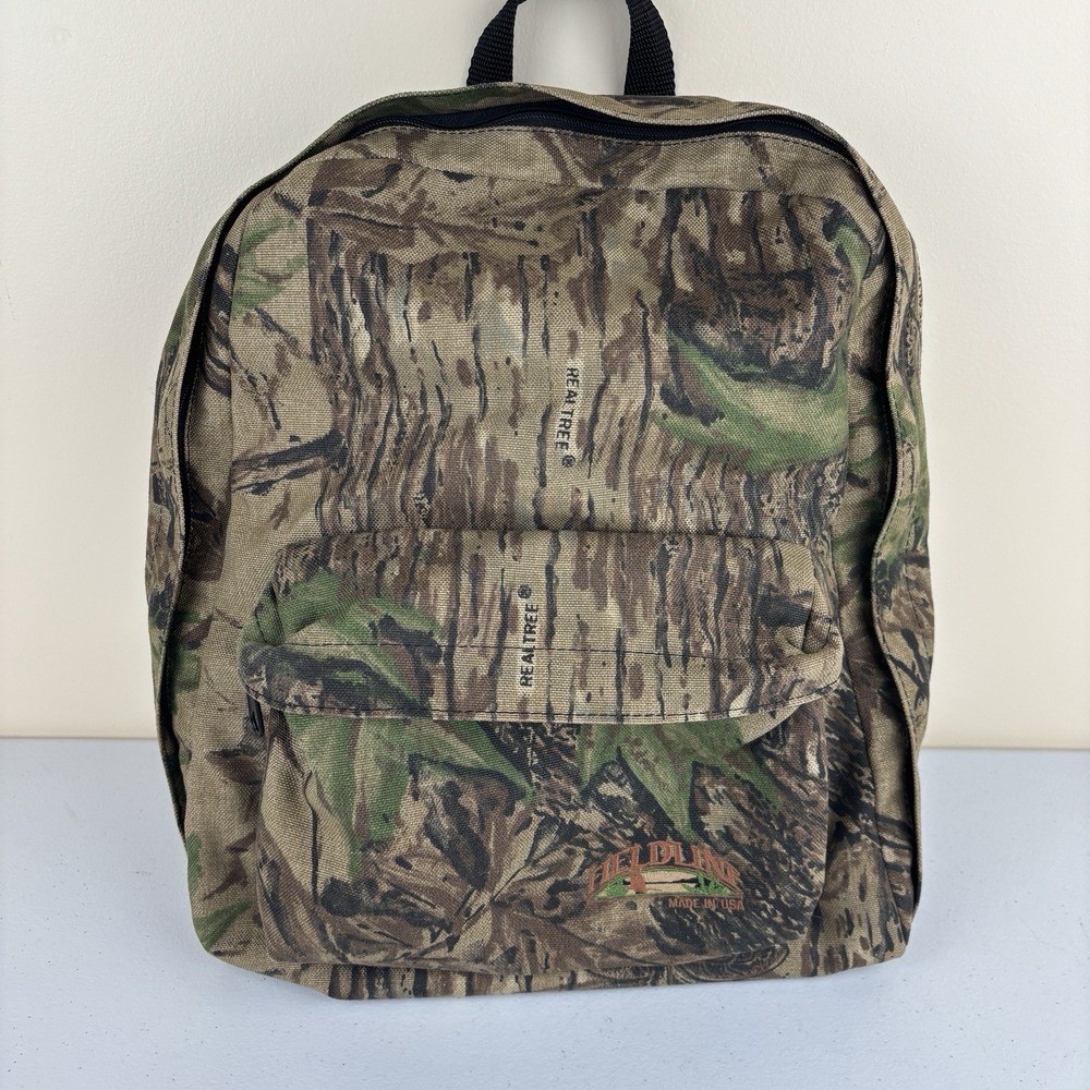 Vintage Camouflage Backpack Fieldline Realtree Camo Hunting Bag Made USA